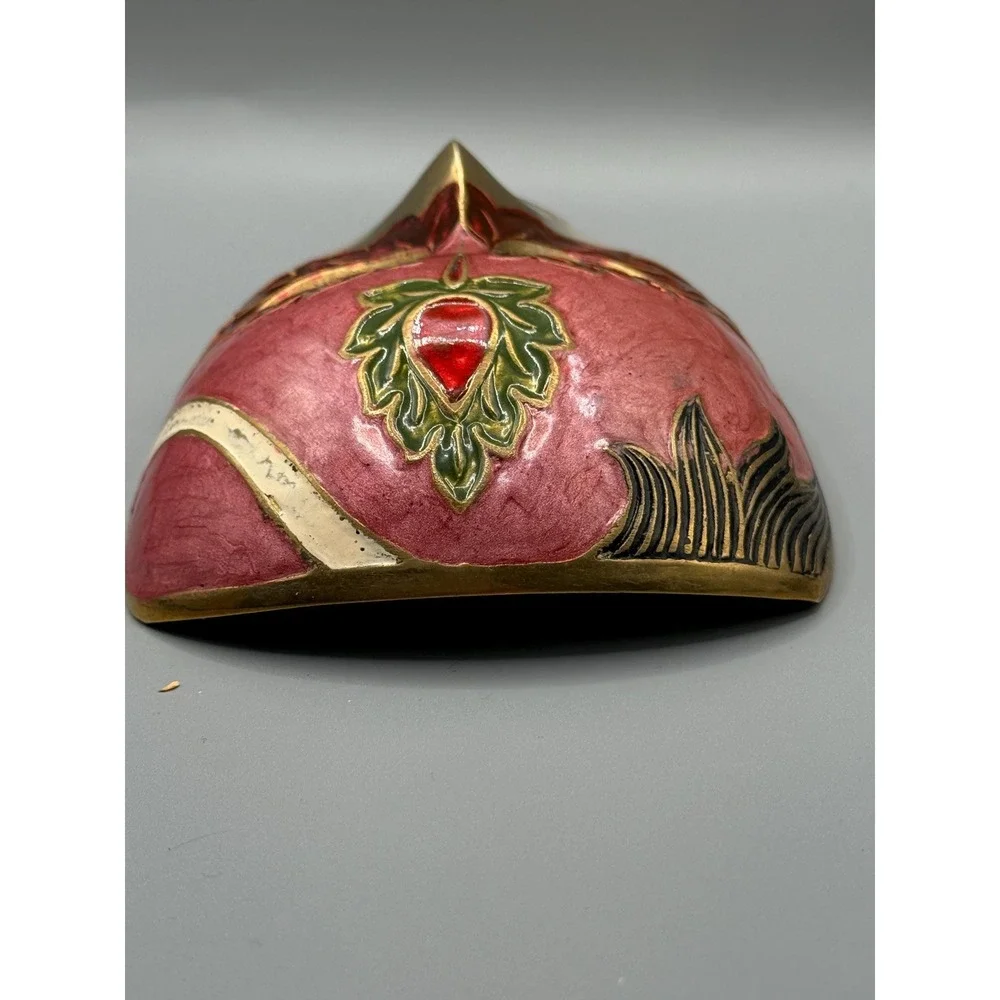 Vintage‎ Solid Brass Hand Painted Mask.